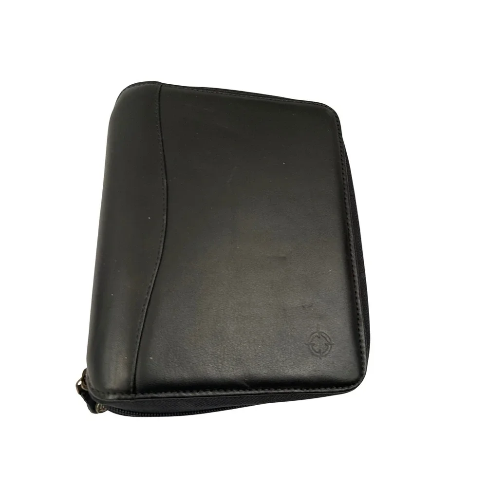 Franklin Covey SpaceMaker Planner Binder Compact Black Nappa Leather Unisex